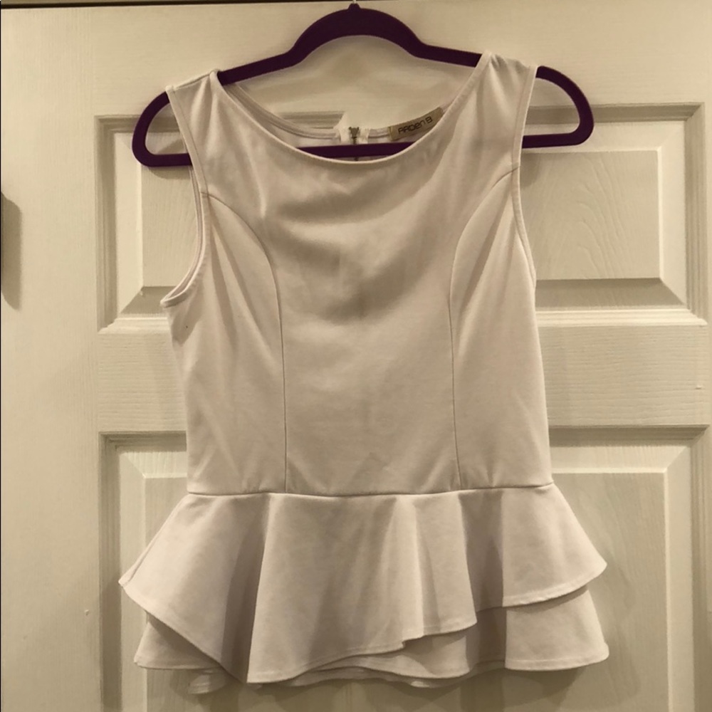 White Sleeveless Peplum Top